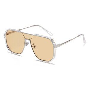 Transparent Frame Brown Sun Protection Sunglasses